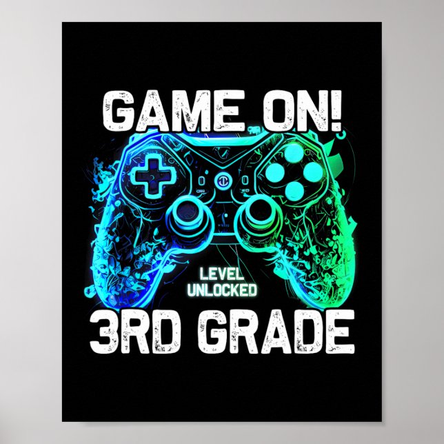 Poster Ck To School 3rd Grade Boys Gamer First Day School (Devant)