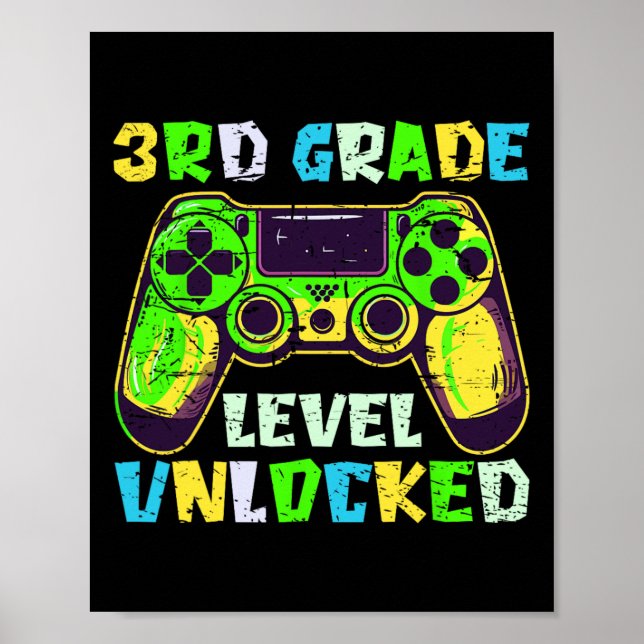 Poster Ck To School 3rd Grade Boys Gamer First Day Third  (Devant)