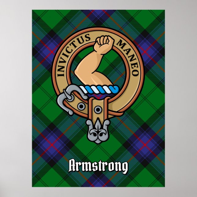 Poster Clan Armstrong Crest sur Tartan (Devant)