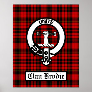 Poster Clan Brodie Crest Badge & Tartan