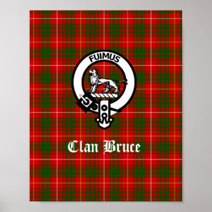 Poster Clan Bruce Crest Badge & Tartan