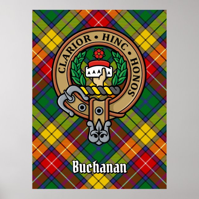 Poster Clan Buchanan Crest sur Tartan (Devant)