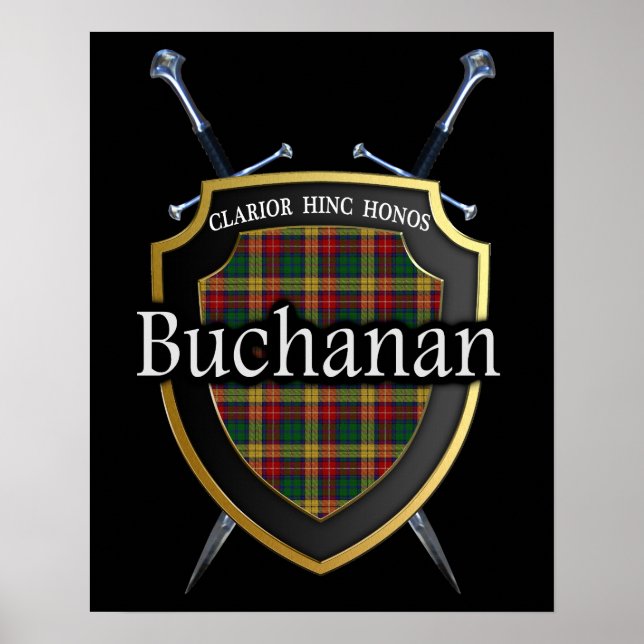 Poster Clan Buchanan Scottish Shield & Swords (Devant)