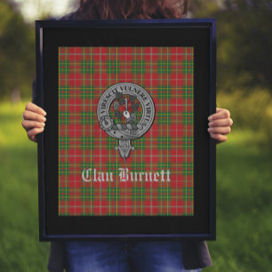 Poster Clan Burnett Crest Badge & Tartan
