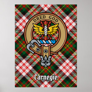 Poster Clan Carnegie Crest sur la robe Tartan