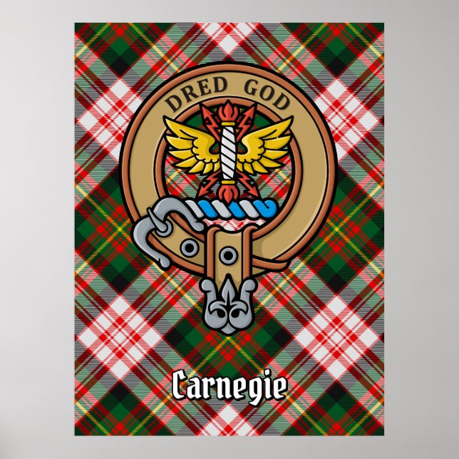 Poster Clan Carnegie Crest sur la robe Tartan (Devant)