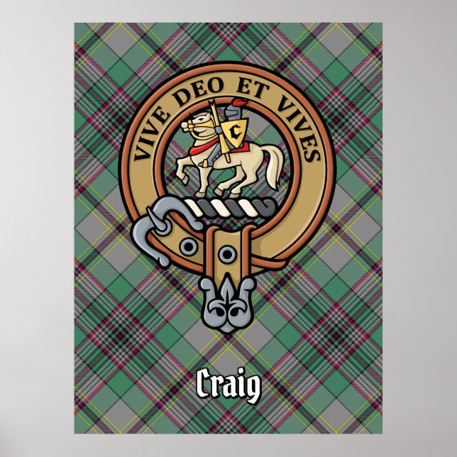 Poster Clan Craig Crest sur Tartan (Devant)