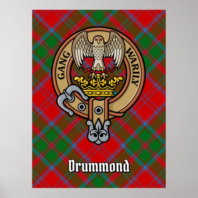 Poster Clan Drummond Crest sur Tartan (Devant)
