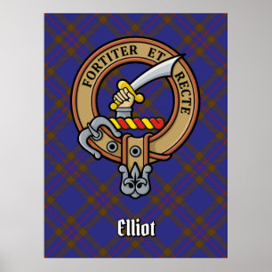 Poster Clan Elliot Crest sur Tartan moderne