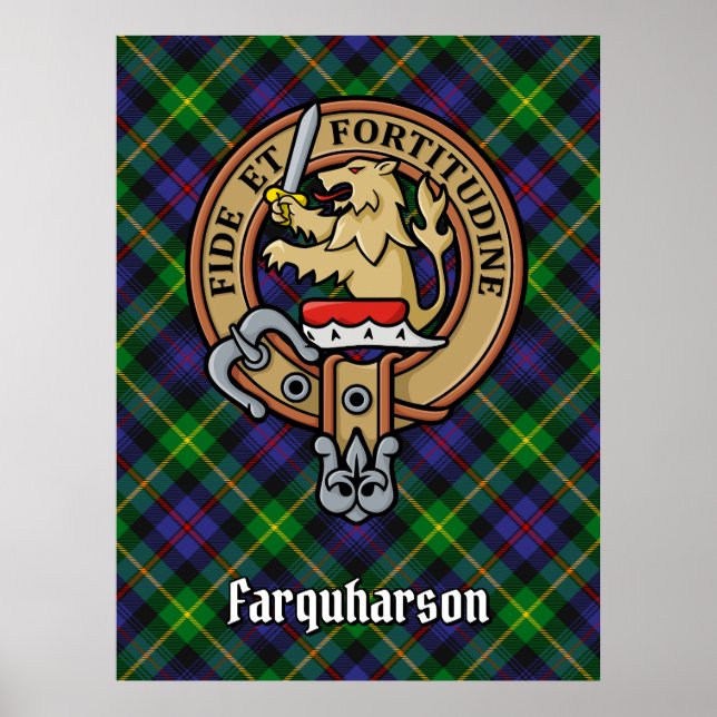 Poster Clan Farquharson Crest sur Tartan (Devant)