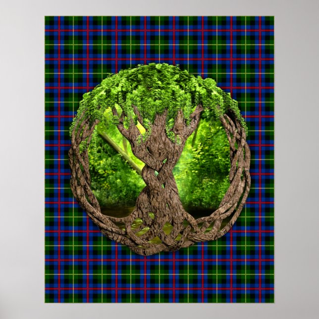 Poster Clan Farquharson Tartan Et Celtic Tree Of Life (Devant)