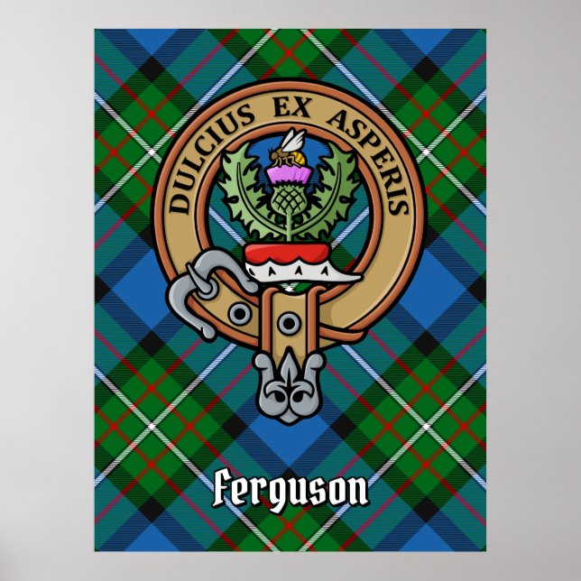 Poster Clan Ferguson Crest sur Tartan (Devant)