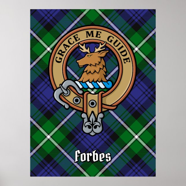 Poster Clan Forbes Crest sur Tartan (Devant)