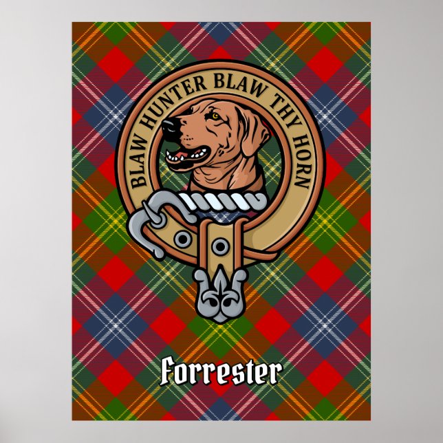 Poster Clan Forrester Crest sur Tartan (Devant)