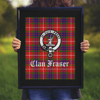 Clan Fraser Crest Badge et Tartan Art Print