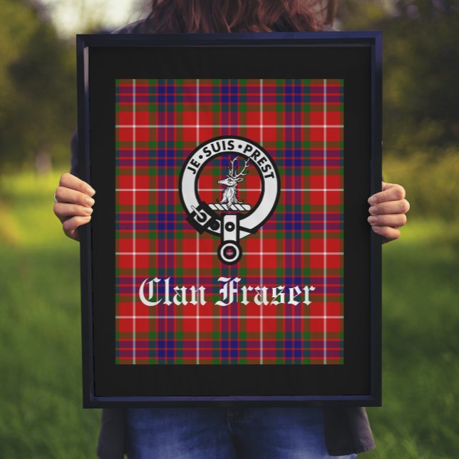 Poster Clan Fraser Crest Badge et Tartan Art Print (Créateur téléchargé)