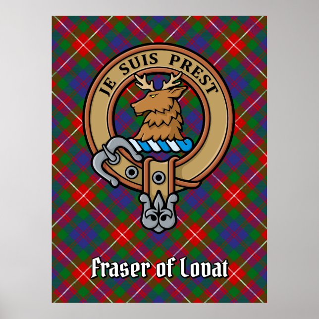 Poster Clan Fraser de Lovat Crest sur Tartan (Devant)