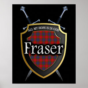 Poster Clan Fraser Scottish Shield & Swords