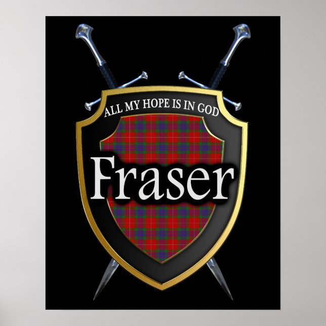 Poster Clan Fraser Scottish Shield & Swords (Devant)