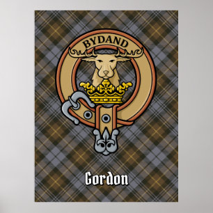 Poster Clan Gordon Crest sur Tartan Patiné