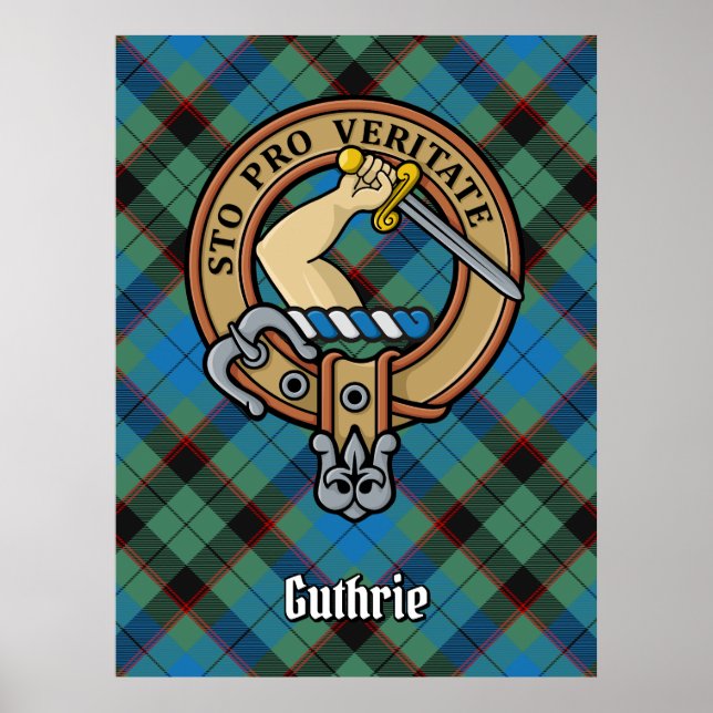 Poster Clan Guthrie Crest sur Tartan (Devant)