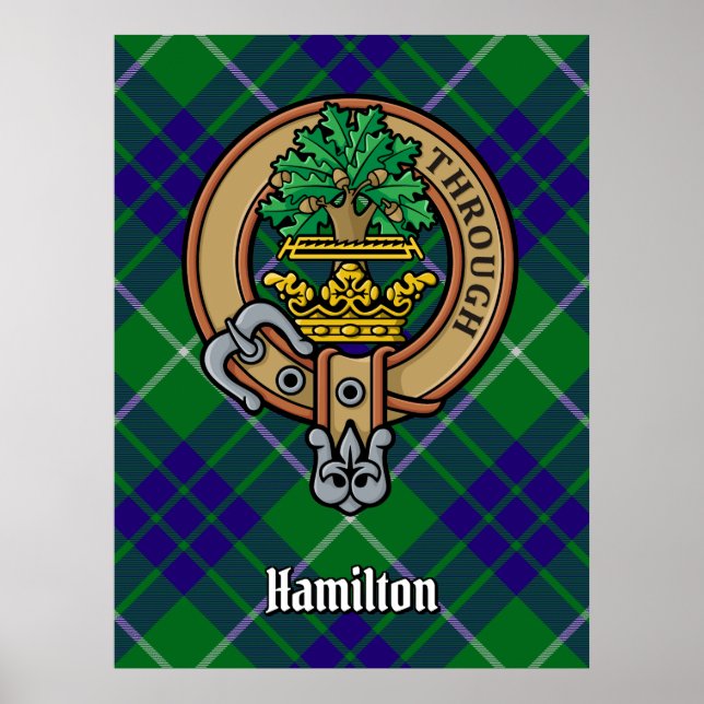 Poster Clan Hamilton Crest sur la chasse Tartan (Devant)