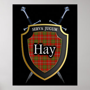 Poster Clan Hay Tartan Scottish Shield & Swords