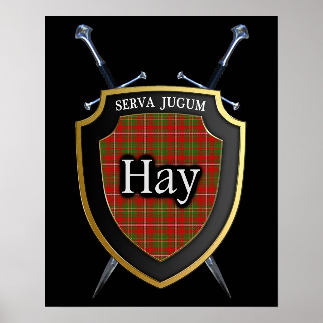 Poster Clan Hay Tartan Scottish Shield & Swords (Devant)