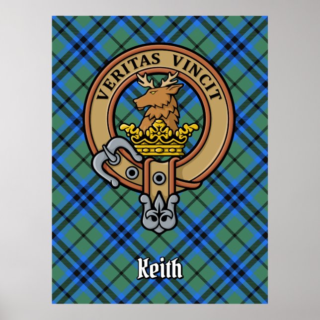 Poster Clan Keith Crest sur Tartan (Devant)