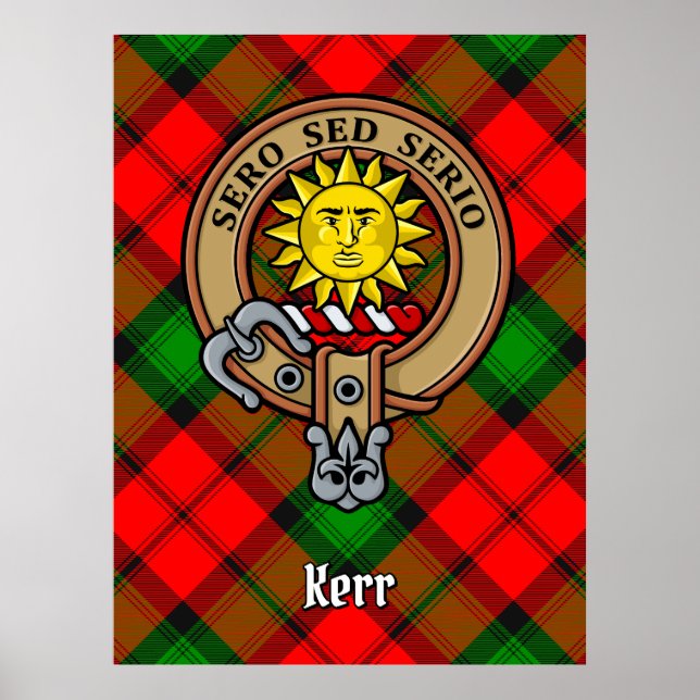 Poster Clan Kerr Crest sur Tartan (Devant)
