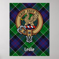 Clan Leslie Crest sur la chasse Tartan