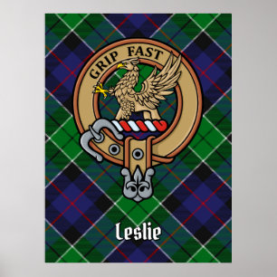 Poster Clan Leslie Crest sur la chasse Tartan