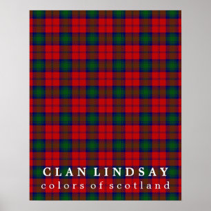 Poster Clan Lindsay Couleurs d'Ecosse Tartan