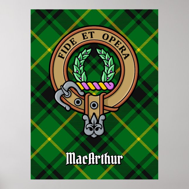 Poster Clan MacArthur Crest sur Tartan (Devant)