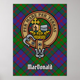 Poster Clan MacDonald Crest sur Tartan