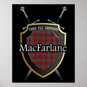 Poster Clan MacFarlane Tartan Scottish Shield & Swords