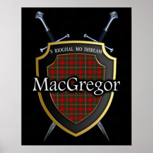 Poster Clan MacGregor Tartan Scottish Shield & Swords