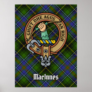Poster Clan MacInnes Crest sur Tartan