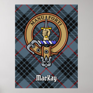 Poster Clan MacKay Crest sur Blue Tartan