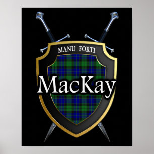 Poster Clan MacKay Tartan Scottish Shield & Swords