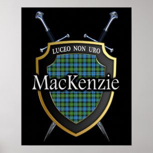 Poster Clan MacKenzie Tartan Scottish Shield & Swords