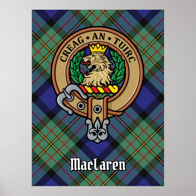 Poster Clan MacLaren Crest sur Tartan (Devant)