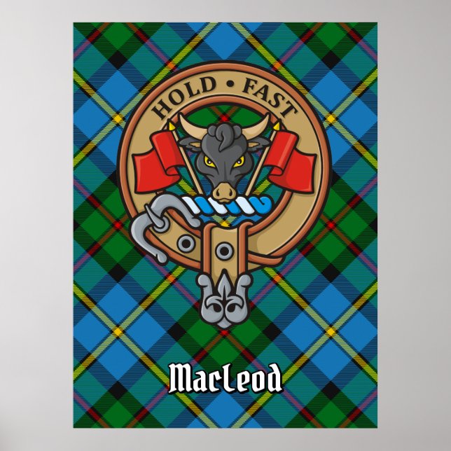 Poster Clan MacLeod Crest sur Tartan (Devant)