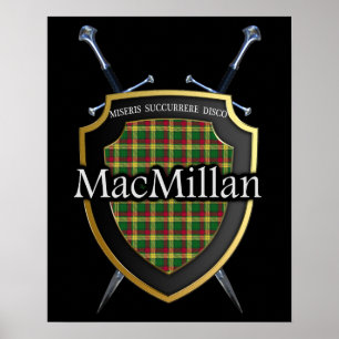 Poster Clan MacMillan Tartan Scottish Shield & Swords