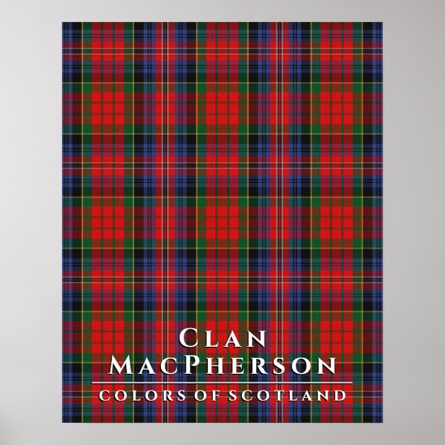 Poster Clan MacPherson Couleurs écossaises 2 tarte rouge (Devant)