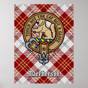 Poster Clan MacPherson Crest sur la robe rouge Tartan
