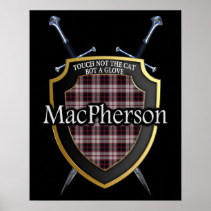Poster Clan MacPherson Tartan Scottish Shield & Swords
