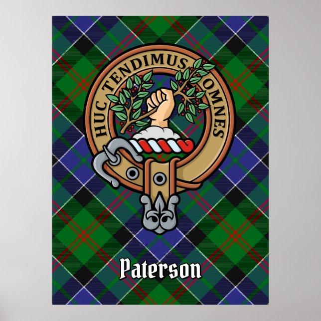 Poster Clan Paterson Crest sur Tartan (Devant)