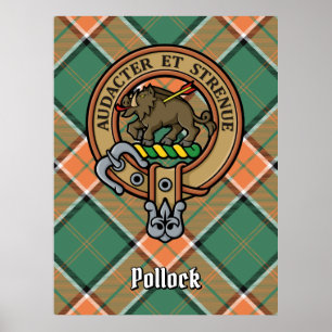 Poster Clan Pollock Crest sur Tartan