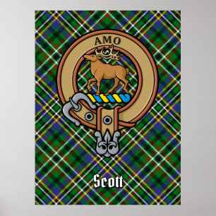 Poster Clan Scott Crest sur Green Tartan